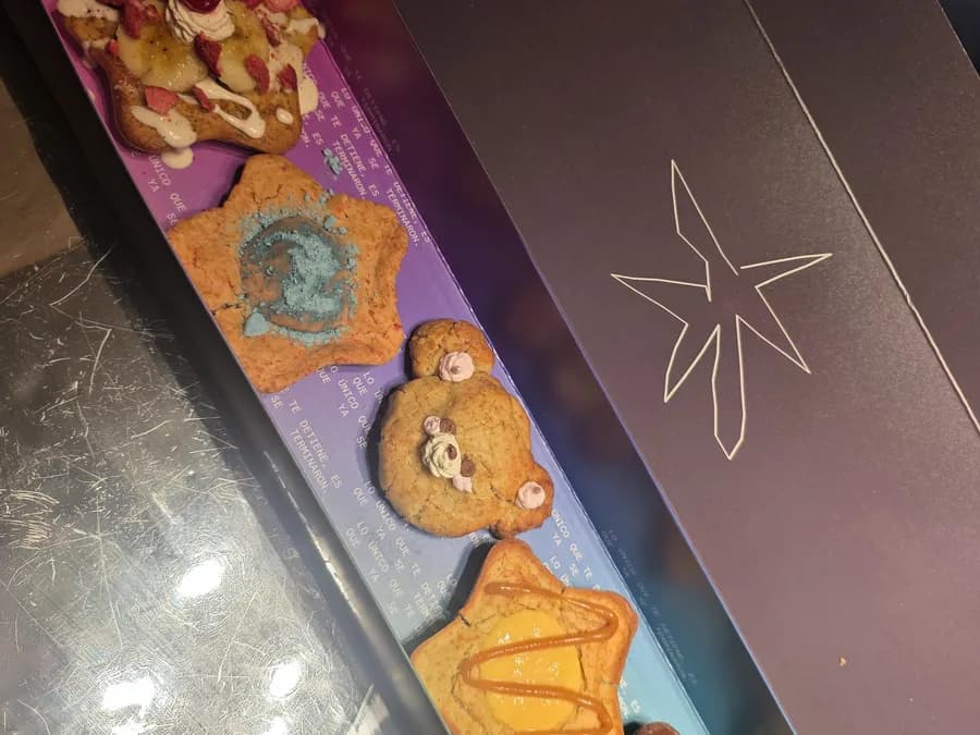 Full row of April's five cookies in their box