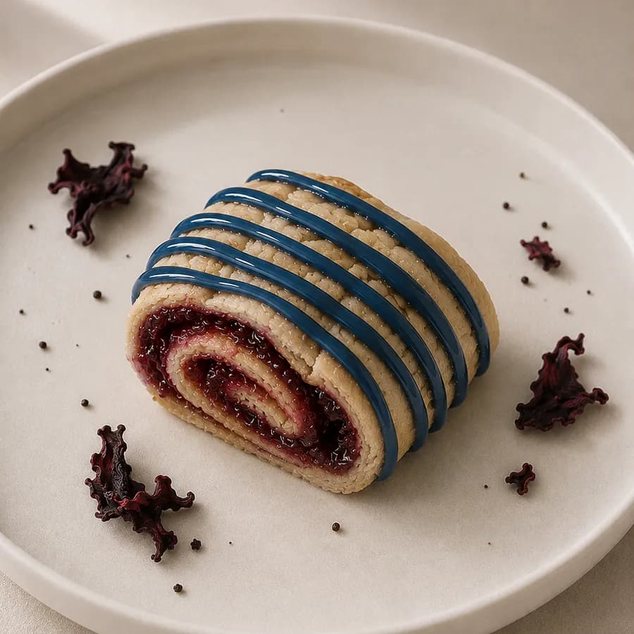 Lava Castle, the alkalized-cocoa cookie with passionfruit gel