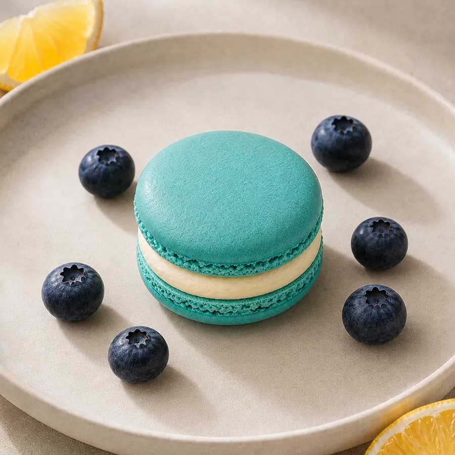 Dstellar Noomies, the blue macaron with blueberries